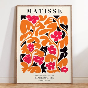 Matisse Papier Decoupe Print: Pink & Orange Floral Wall Art