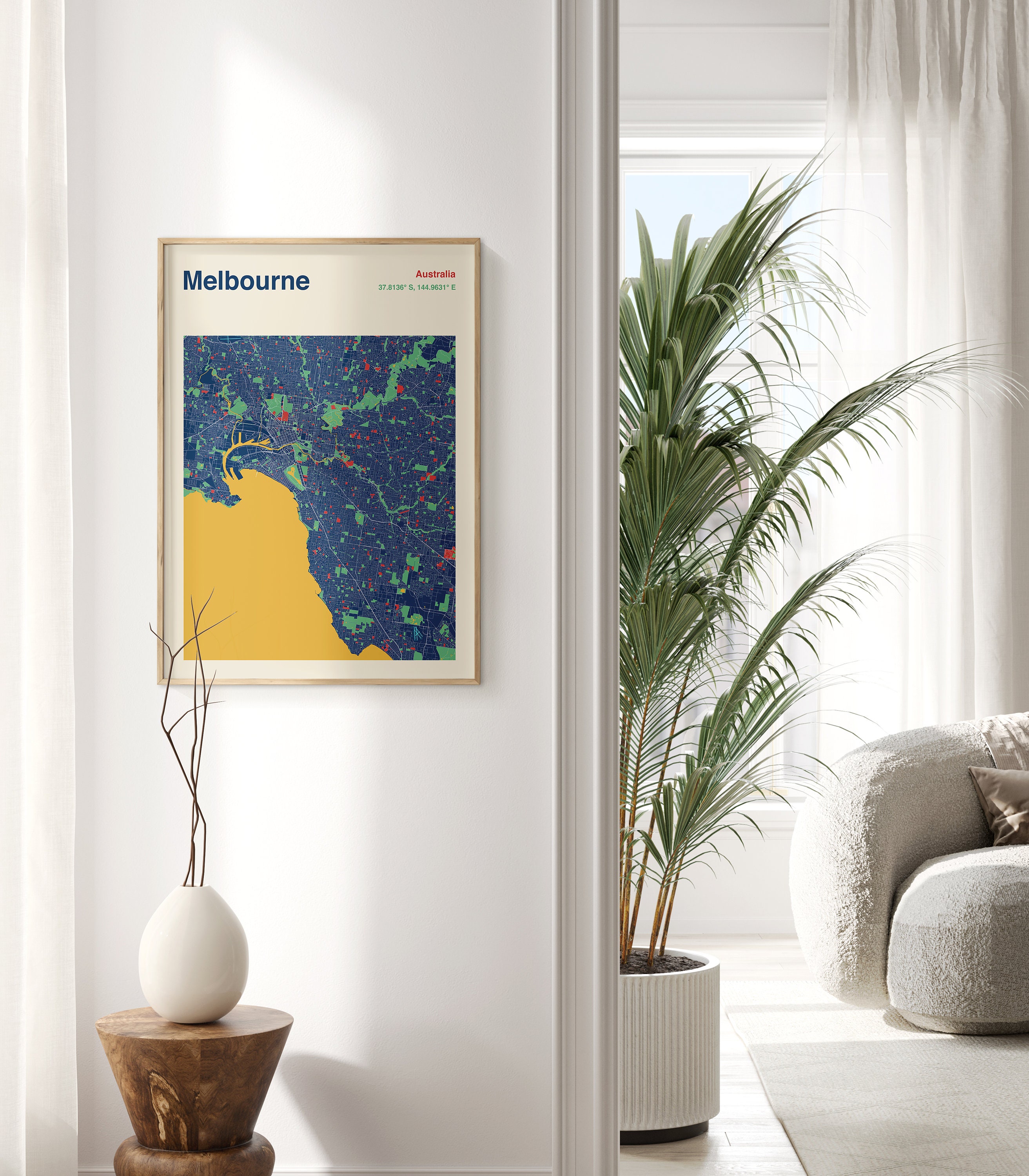 Melbourne City Map Print: Modernist Australia Wall Art - Etsy