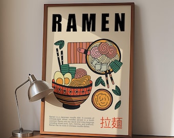 Retro Ramen Art Print: Japanese Kitchen Poster