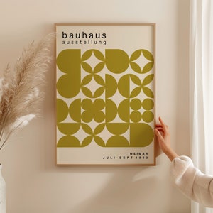 Olive Green Bauhaus Art Print: Mid-Century Modern Poster image 19