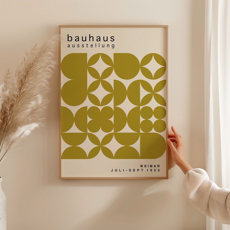 Olive Green Bauhaus Art Print: Mid-Century Modern Poster image 19