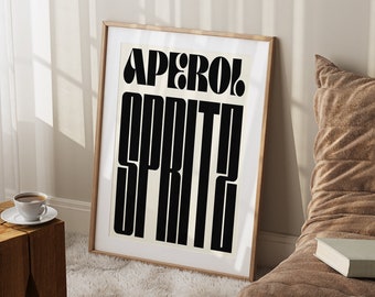 Minimalist Aperol Spritz Art Print: Retro Bar Cart Poster