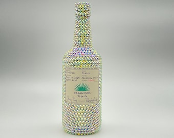 Casamigos Blanco Tequila 750ml-1.75L Cute Empty Bling Bottle Iridescent Rhinestone Empty Liquor Bar Decanter Display Refillable Bottle