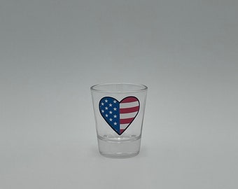 Fourth of July Independence Day Custom Shot Glass Independence Day Single or Double Size United States Flag