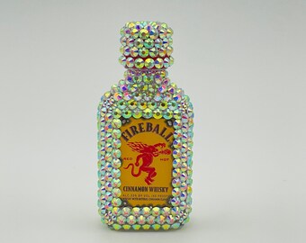 Fireball Cinnamon Whiskey Mini 50ml Empty Liquor Bottle Iridescent Cute Bling Bottle Glam Bottle Gift