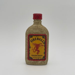 Fireball Whiskey 375ml Custom Empty Glittered Bling Bottle Liquor Bottle Decanter