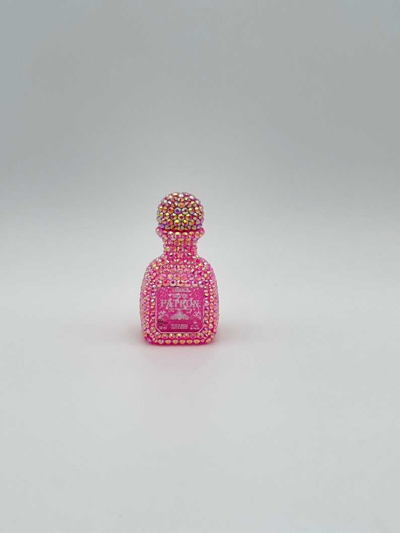 Pink Patron Silver Tequila Cute Mini 50ml Empty Custom Liquor Bling Bottle image 2