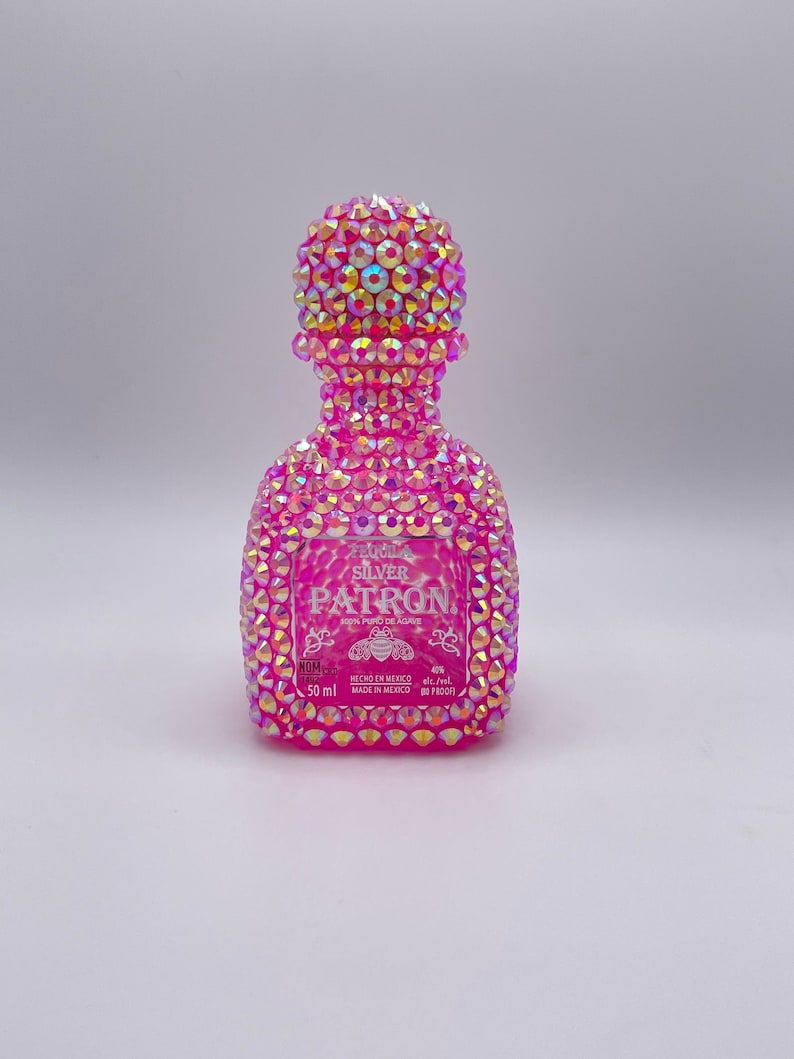 Pink Patron Silver Tequila Cute Mini 50ml Empty Custom Liquor Bling Bottle image 1
