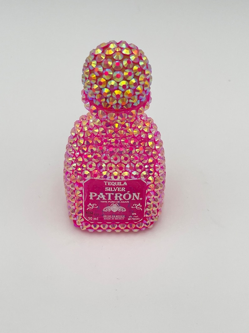 Pink Patron Silver Tequila Cute Mini 50ml Empty Custom Liquor Bling Bottle image 4