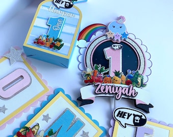 Hey Bear Sensory Pastelkleuren Taarttopper, Hey Bear Sensory Party Decorations, Hey Bear Verjaardagsbanner, Kinderstoelbanner, Feestpakket