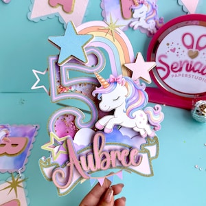 Unicorn Cake Topper and Birthday Banner, Unicorn party, Unicorn Birthday, Unicorn Centerpieces