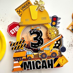 Construction Light up Cake Topper for party decorations Construction Candy dome party favors Construction gable boxes and cupcake toppers