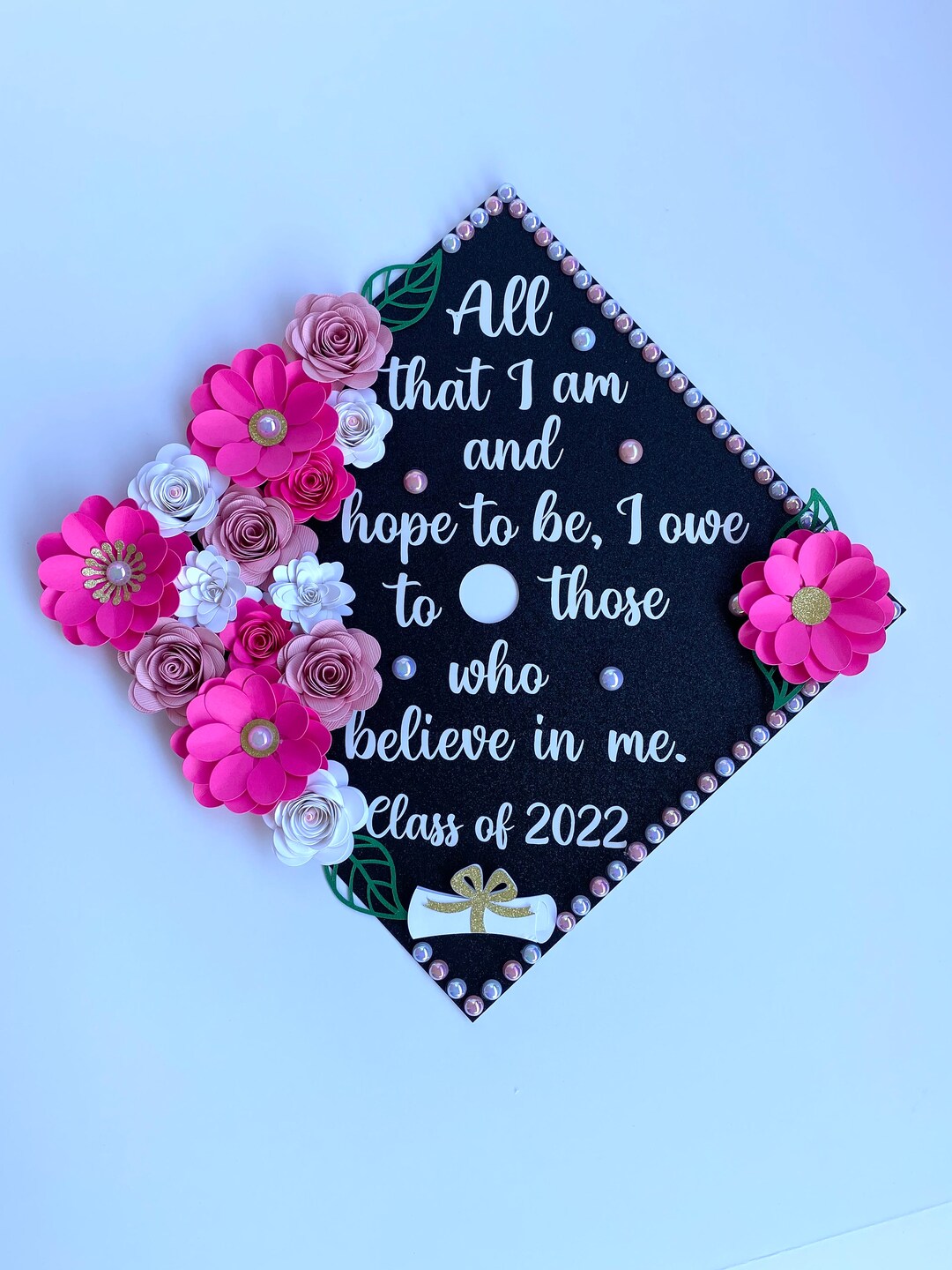 Graduation Cap Topper Graduation Cap Paper Flowers and Butterflies