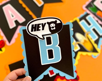 Hey Bear Sensory Birthday Banner, Hey bear Sensory Party Decorations