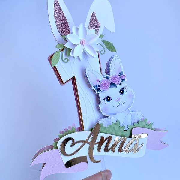 Cute bunny Cake Topper Smash cake photo shoot decoration Easter rabbit birthday Party Some Bunny is one decor personalized