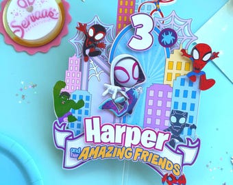 Spidey en zijn geweldige vrienden taarttopper Spidey en vrienden Verjaardagsfeestje Decoraties Decoratie voor cake Spiderman