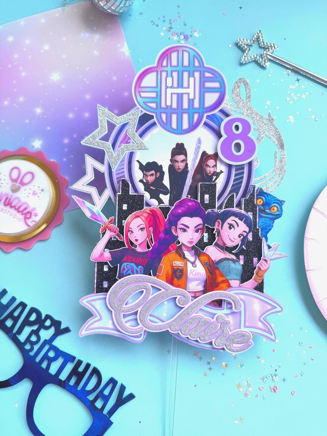 Huntrix Cake Topper, Kpop Cake Topper, Huntrix Party Decorations ...
