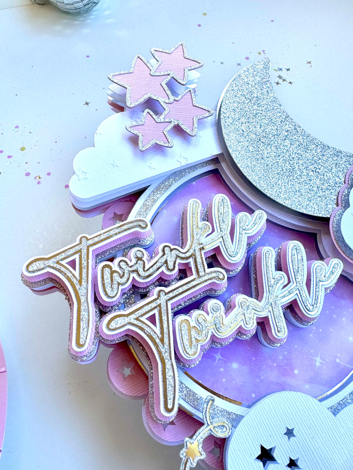 Twinkle Twinkle Little Star Baby Shower Cake Topper and Cupcake Toppers ...
