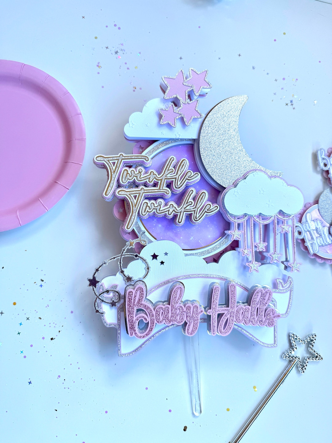 Twinkle Twinkle Little Star Baby Shower Cake Topper and Cupcake Toppers ...
