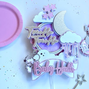 Twinkle Twinkle Little Star Baby Shower Cake Topper and Cupcake Toppers ...