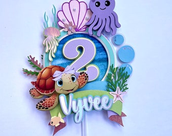 Turtle Cake Topper, little turtle birthday party decorations, Little turtle party packages.
