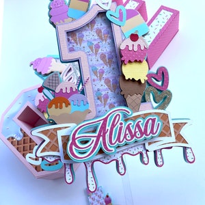 Summer Ice Cream Cake Topper, Summer Ice Cream cupcake toppers, summer ice cream party supplies, ice cream party decor