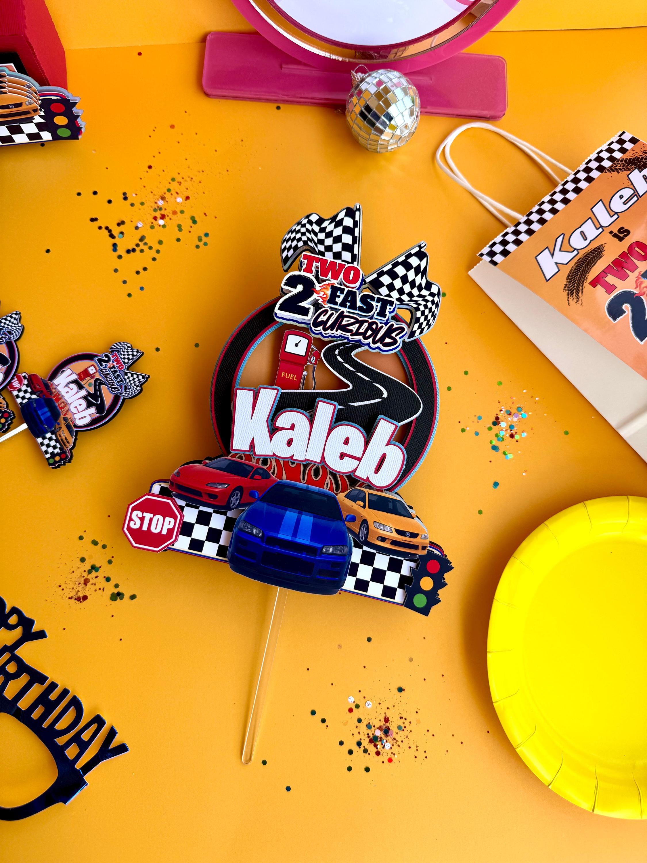 Two Fast 2 Curious Cake topper, Cupcake Toppers, 3D number, Favor Bags Party Decorations for car birthday Party