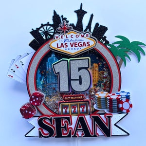 Las Vegas Inspired Cake Topper, Casino Cake Topper , Las Vegas Casino birthday party decorations