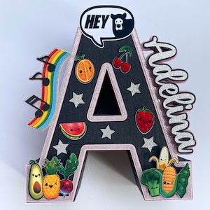 Hey Bear Sensory 3D Letters, Hey Bear Birthday, 3D letters, Black with Border, White with border