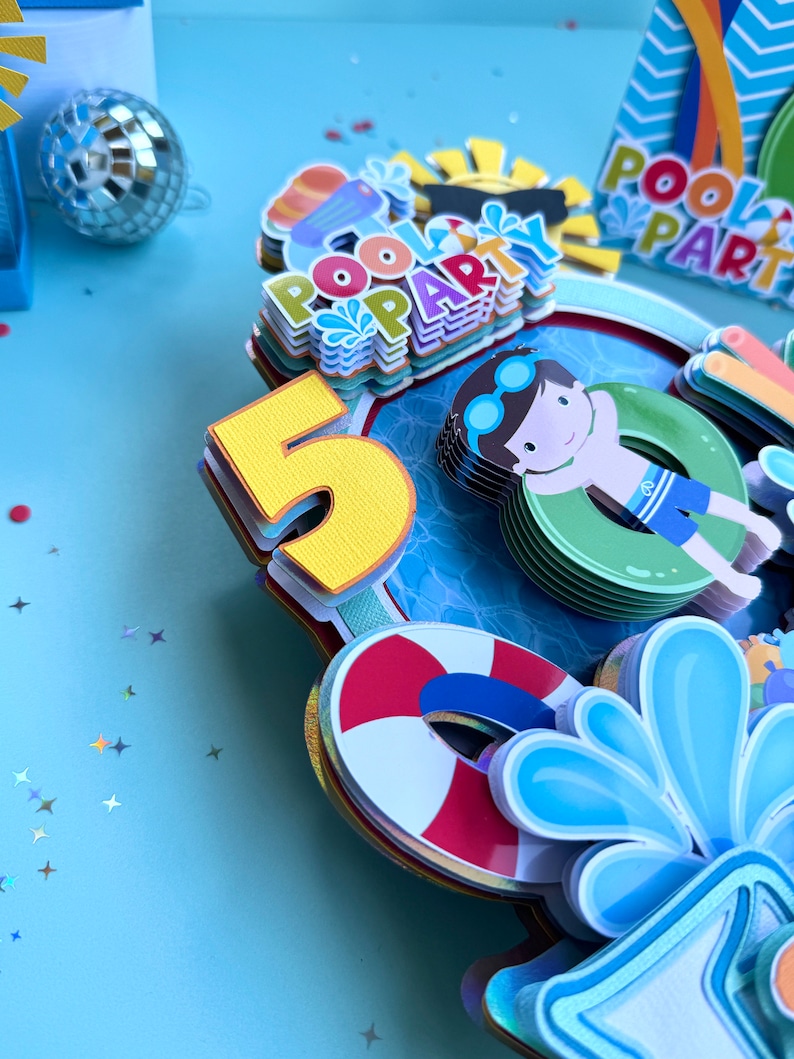 Pool Party Cake Topper for Cake Decorations, Birthday Pool Party ...