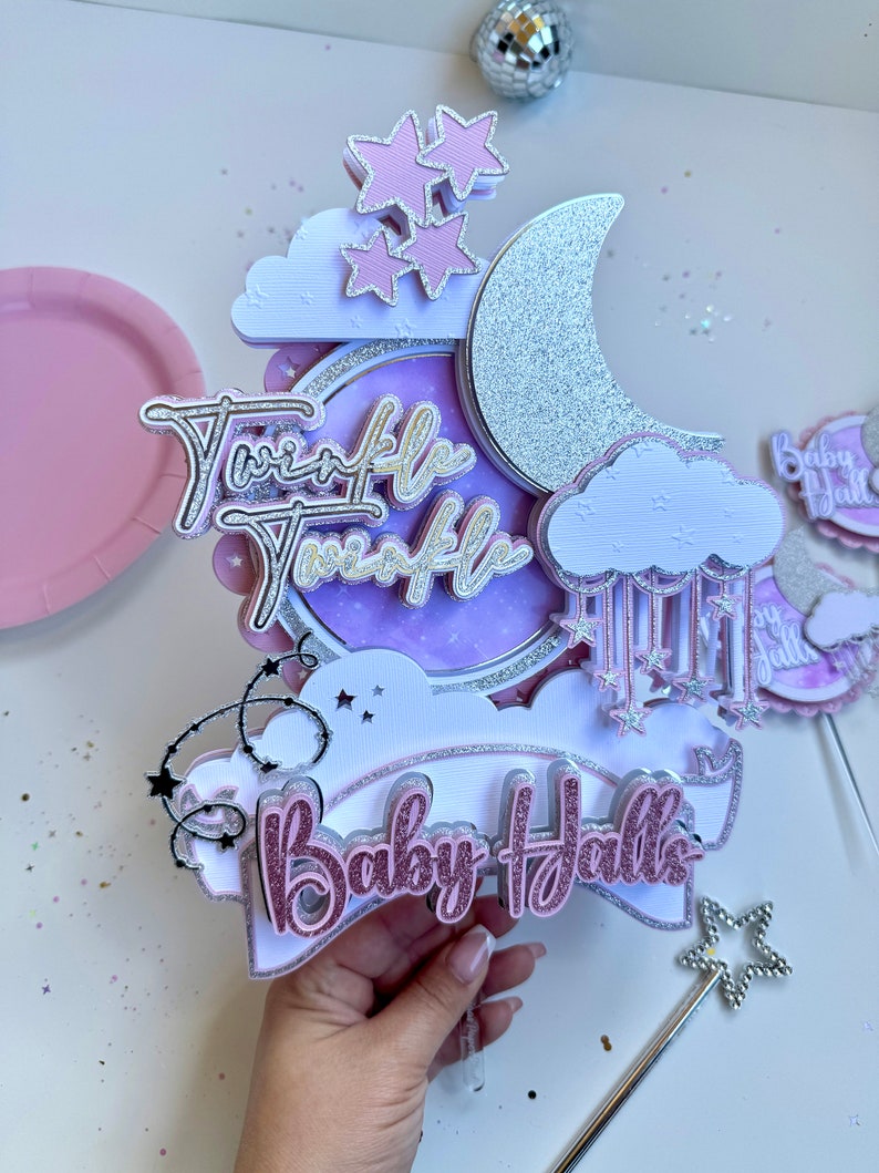 Twinkle Twinkle Little Star Baby Shower Cake Topper and Cupcake Toppers ...