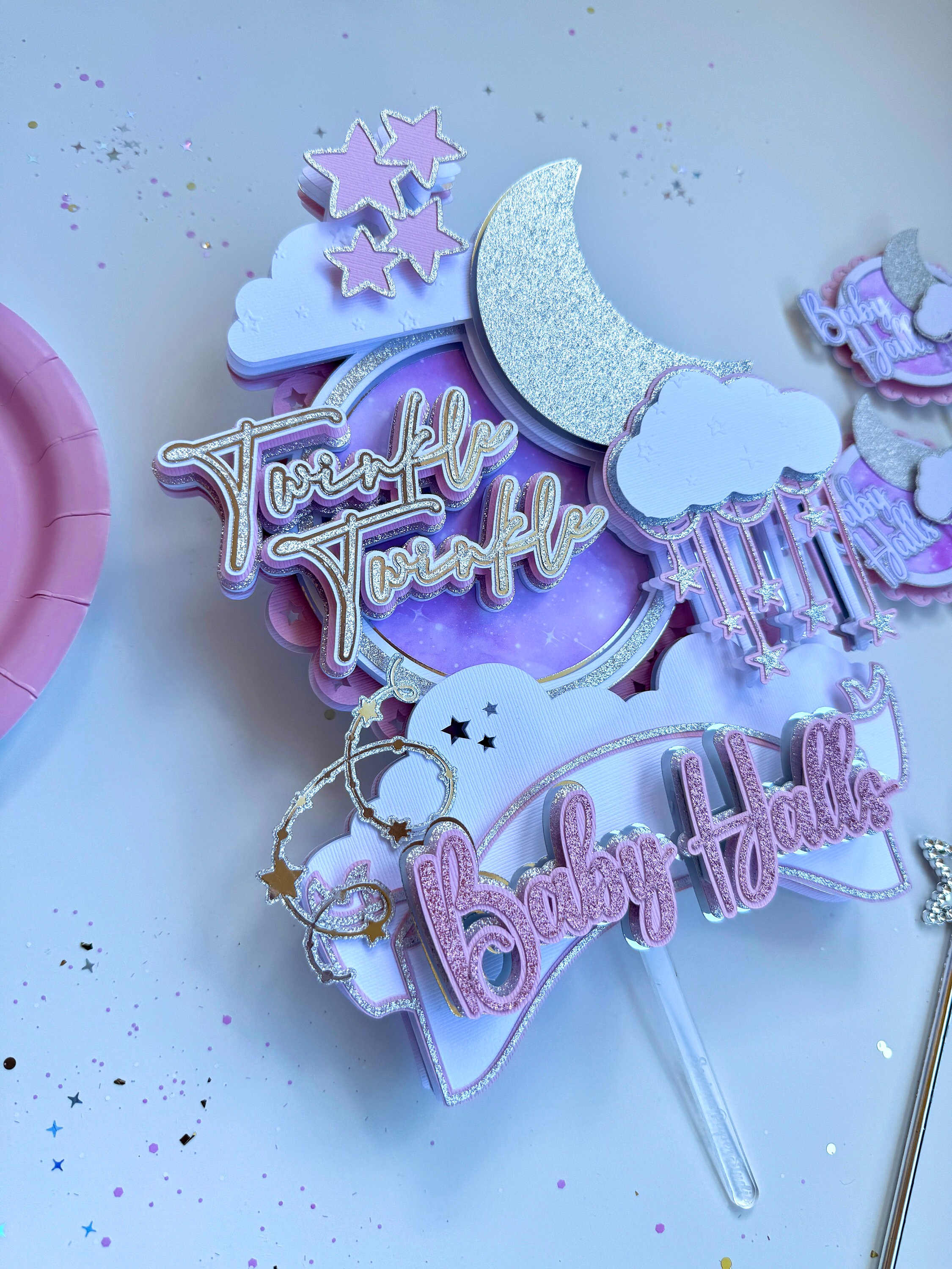 Twinkle Twinkle Little Star Baby Shower Cake Topper and Cupcake Toppers ...