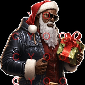Santa&#39;s Home Digitaldruck Png, Jpg, Pdf, Schwarzer Weihnachtsmann Schwarzer Weihnachtsentwurf, frohe Weihnachten, Weihnachtsweihnachtsmann, hübscher Weihnachtsmann