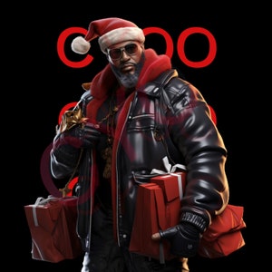 Santa&#39;s Bringing Gifts Digital Print Png, Jpg, Pdf, Black Santa Claus Black Santa Design,Merry Christmas,Christmas Santa Handsome Santa