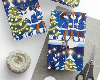 Blauw-witte melanine kerstcadeaupapier