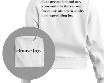 Querida persona detrás de mí sudadera delantera y trasera, sudadera con capucha - cita inspiradora, mensaje positivo, sudadera con capucha estética, sudadera motivacional