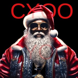 De heer Santa Claus digitale print PNG, Jpg, Pdf, zwarte Santa Claus Black Santa Design, vrolijk kerstfeest, kerstman knappe kerstman