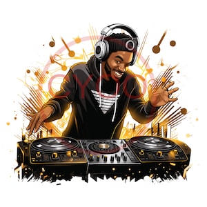 DJ beau célébrant le réveillon du Nouvel An, BlackMusic DJ Holiday Clipart Png