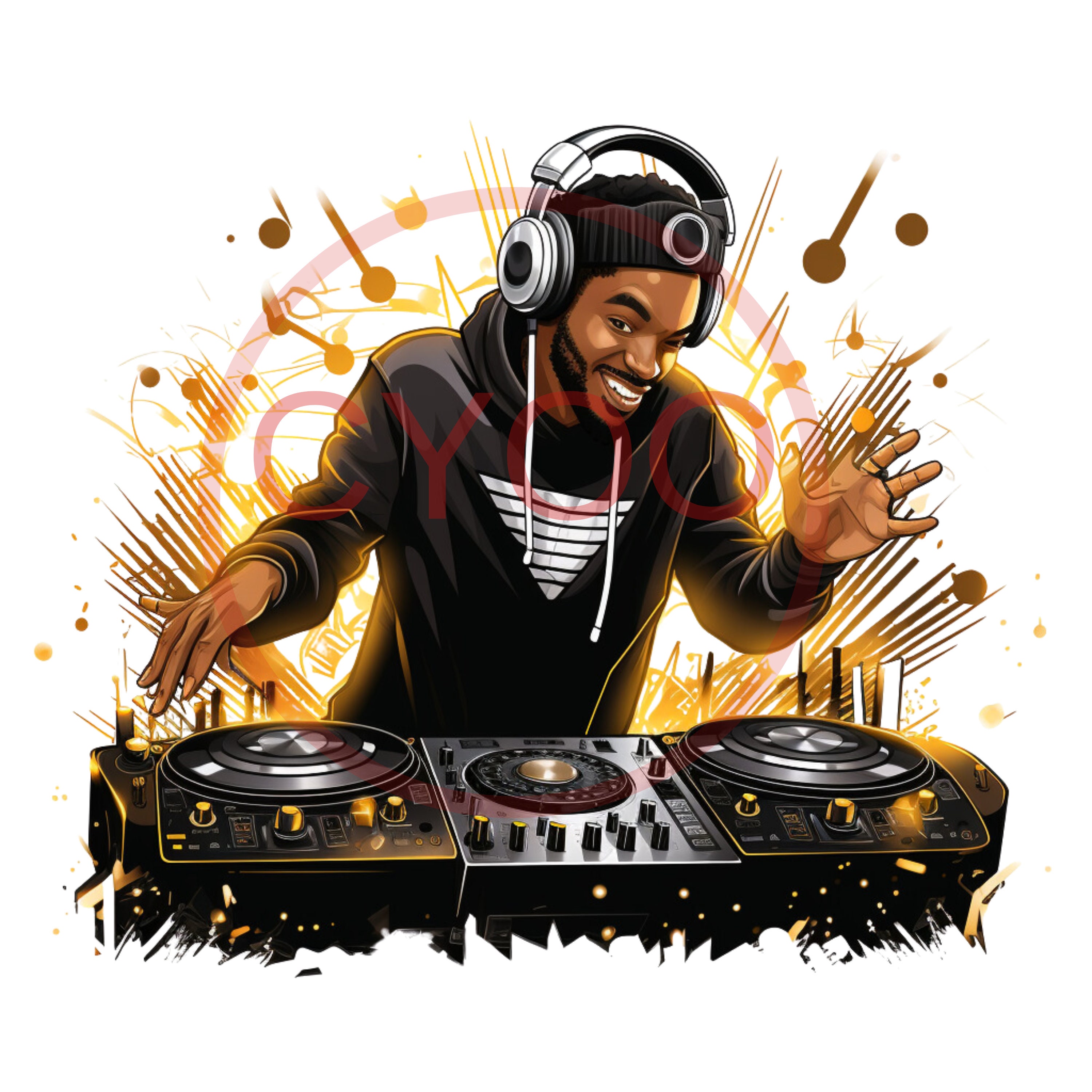 DJ Handsome Celebrating New Years Eve , Blackmusic DJ Holiday Clipart(07)