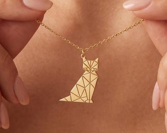 Collana con volpe in argento sterling, collana con volpe origami, ciondolo per amanti della volpe, gioielli con animali, gioielli per tutti i giorni, regalo di compleanno, regalo per lei