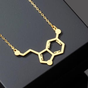 Serotonin Necklace in Sterling Silver, Serotonin Molecule Jewelry, Serotonin Symbol Charm, Happiness Symbol Necklace, Science Teacher Gift
