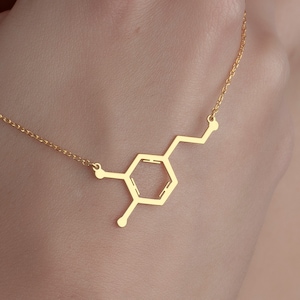 Dopamine Necklace, Sterling Silver Dopamine Pendant, Molecular Jewelry, Motivation Necklace, Science Jewelry, Chemistry Symbol Charm Gift