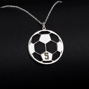 Dainty Soccer Necklace, Soccer Ball Pendant, Soccer Team Gift, Jersey Number Necklace, Soccer Player Gift, Football Necklace, Sports Jewelry