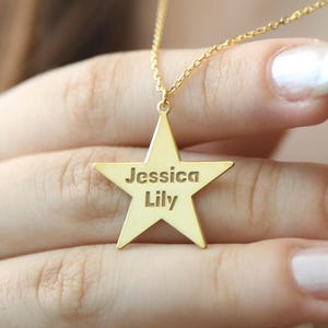 Custom Sterling Silver Star Necklace: Engraved Name Pendant