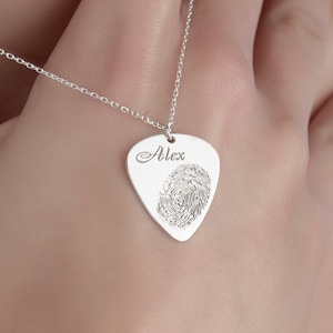Sterling Silver Fingerprint Necklace: Engraved Pena Charm, Remembrance Jewelry