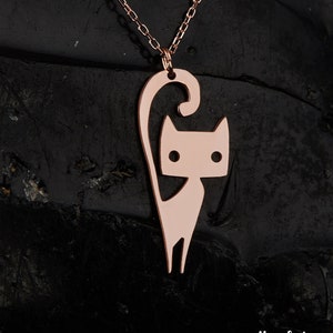 Delicate Cat Necklace, Sterling Silver Cat Pendant, Kitten Jewelry, Tiny Cat Necklace, Cat Lover Gift, Animal Necklace, Cute Cat Charm