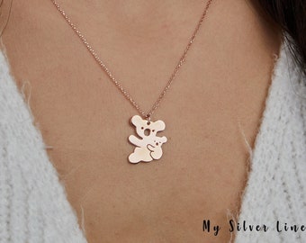 Koala Family Necklace, Sterling Silver Koala Pendant, Mom Baby Necklace, Koala Jewelry, Gift for Mom, Koala Lover Gift, Animal Necklace