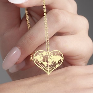 Heart shaped world necklace new arrivals