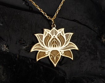 Lotus Flower Necklace, Lotus Jewelry in Sterling Silver, Elegant Lotus Pendant, Gift for Yoger, Buddhist Symbol Pendant, Meditation Necklace