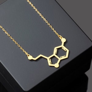 Serotonin Necklace in Sterling Silver, Serotonin Molecule Jewelry, Serotonin Symbol Charm, Happiness Symbol Necklace, Science Teacher Gift